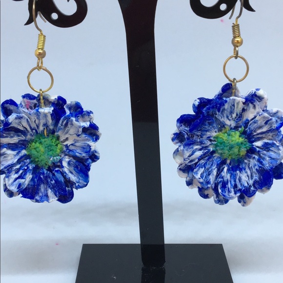 Unique Handmade Polymer Clay Blossom Earrings - Picture 2 of 8